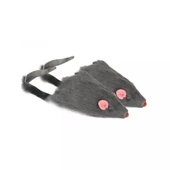 Игрушка Триол для кошек МЕХ натуральный Мышь СЕРАЯ С ПОГРЕМУШКОЙ 7,5 см M003NG (3шт) /1029