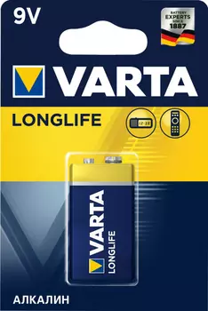 Батарейка Varta Longlife 6LR6 9V, 1шт.