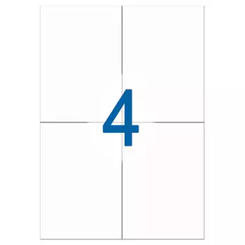 Этикетка самоклеящаяся 105х148,5 мм, 4 этикетки, белая, 65 г/м2, 50 л., STAFF, 128823