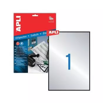 Этикетка самоклеящаяся 210х297 мм, 1 этикетка, серебристая, 20 листов, APLI, 10071