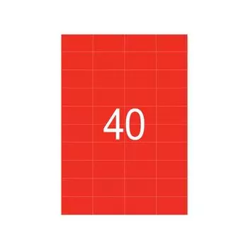 Этикетка самоклеящаяся 52,5х29,7 мм, 40 этикеток, неоново-красная, 65 г/м2, 50 л., STAFF, 128838