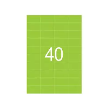 Этикетка самоклеящаяся 52,5х29,7 мм, 40 этикеток, неоново-зеленая, 65 г/м2, 50 л., STAFF, 128839