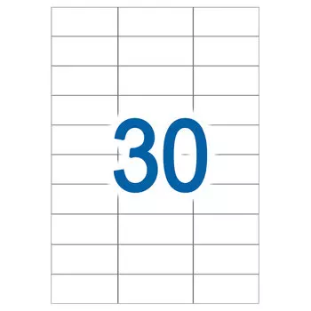 Этикетка самоклеящаяся 70х29,7 мм, 30 этикеток, белая, 65 г/м2, 50 л., STAFF, 128835