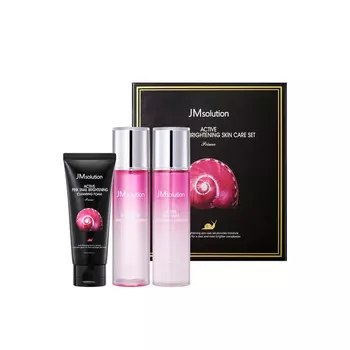JMsolution Набор по уходу за лицом с муцином улитки Active Pink Snail Brightening ,100мл+130мл+133мл