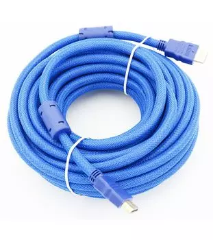 Кабель аудио-видео HDMI (m)/HDMI (m) 10м. феррит.кольца Позолоченные контакты синий