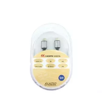 Кабель аудио-видео LAZSO WH-111-B HDMI (m)/HDMI (m) 3м. Позолоченные контакты черный (WH-111(3M)-B)