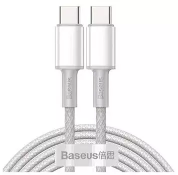 Кабель Baseus High Density Braided USB Type-C - USB Type-C 100W 1m White CATGD-02