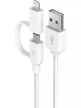 Кабель Devia 2 in 1 Lightning and Micro USB Smart Cable - White
