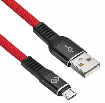 Кабель Digma USB A (m) micro USB B (m) 1.2м красный плоский