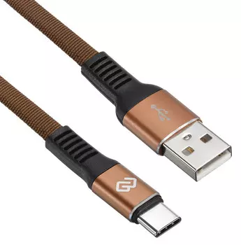 Кабель Digma USB A (m) USB Type-C (m) 3м коричневый плоский