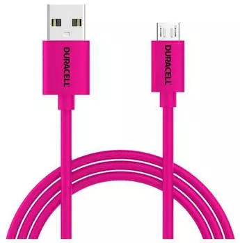 Кабель Duracell microUSB, 1м, TPU, Fast charging, розовый, USB5013P-RU