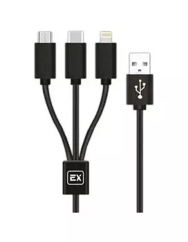 Кабель Exployd USB - microUSB/8 Pin/TYPE-C Silicone 1.2m 2.1A Black EX-K-646