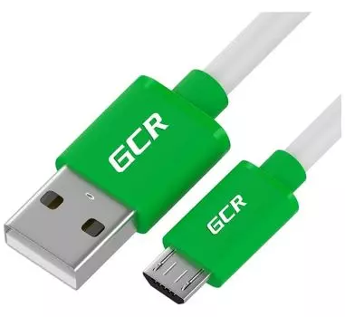 Кабель GCR QC 1.0m MicroUSB, быстрая зарядка, белый GCR-52478