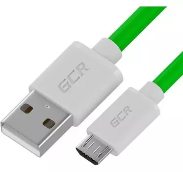 Кабель GCR QC 1.5m MicroUSB, быстрая зарядка, зеленый GCR-52459