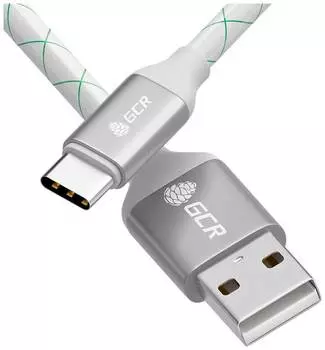 Кабель GCR USB - Type-C 50cm White-Silver GCR-52252