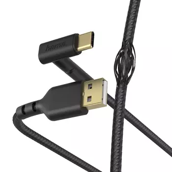 Кабель Hama 00187213 USB Type-C (m) угловой USB 2.0 (m) 1.5м черный