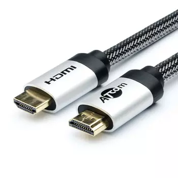 Кабель HDMI-HDMI v2.0 1,0м Atcom AT3780 (HIGH speed, Metal gold, в оплетке , пакет)