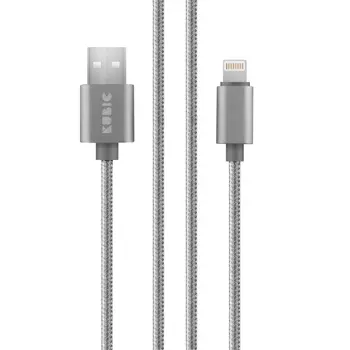 Кабель Kubic C02L Gray USB - Apple Lightning текстиль 2м серый
