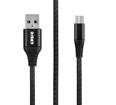 Кабель Kubic C04C Black USB - USB Type-C оплетка под кожу 1м черный