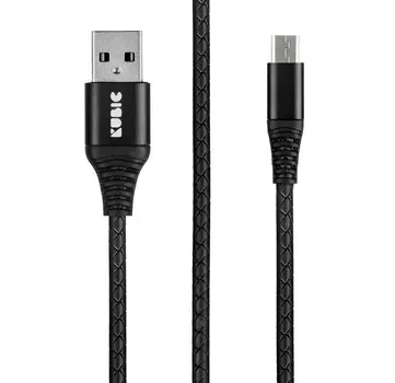 Кабель Kubic C04M Black USB - micro USB оплетка под кожу 1м черный