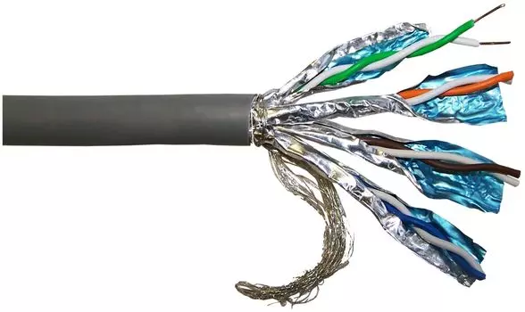 Кабель LANMASTER SSTP, 4 пары, кат. 7, 600Mhz, PVC, серый, 305 м (LAN-7SSTP-GY)