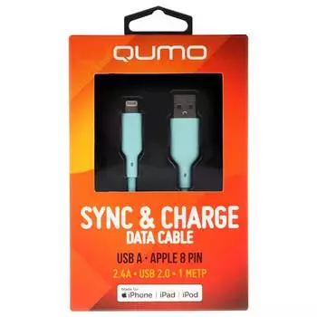 Кабель Qumo MFI С48 USB-A - Lightning 1m Light Blue 32990