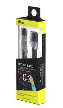 Кабель RITMIX RCC-200 2в1 MicroUSB+Lightning 8pin-USB Black