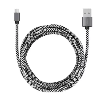 Кабель Rombica Digital CB-04 XXL USB - USB Type-C текстиль 3м черно-белый