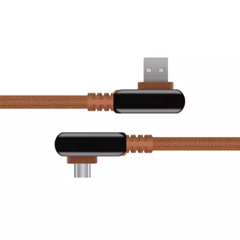 Кабель Rombica Digital Electron C Brown USB - USB Type-C нейлоновая оплетка 1.2м коричневый