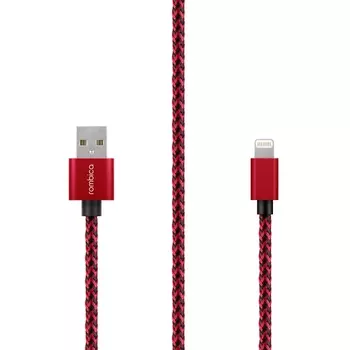 Кабель Rombica Digital IB-04 Red USB - Apple Lightning текстиль 2м красный