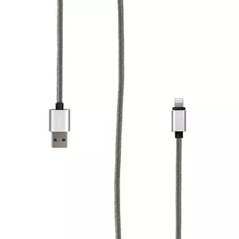 Кабель Rombica Digital IL-02 USB - Apple Lightning (MFI) оплетка под кожу 1м серый