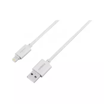 Кабель Rombica Digital Silver, USB - Apple Lightning, текстиль, 1м, серебристый