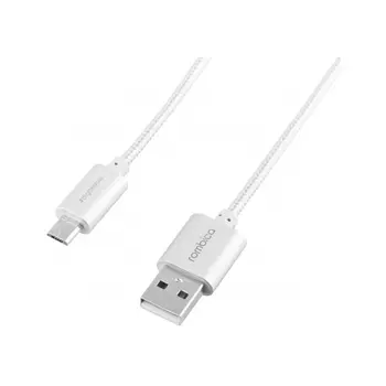 Кабель Rombica Twist Silver, USB - micro USB, текстиль, 1м, серебристый