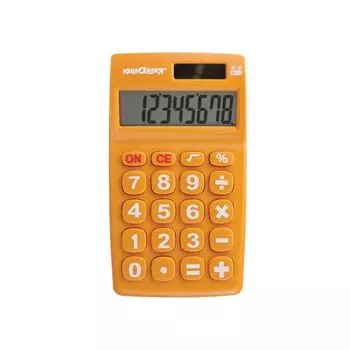 Калькулятор карманный ЮНЛАНДИЯ (135х77 мм) 8 разрядов, двойное питание, ОРАНЖЕВЫЙ, блистер, 250457
