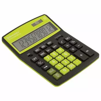 Калькулятор настольный Brauberg EXTRA COLOR-12-BKLG (206x155 мм), 12 разрядов, двойное питание, ЧЕРНО-САЛАТОВЫЙ, 250477