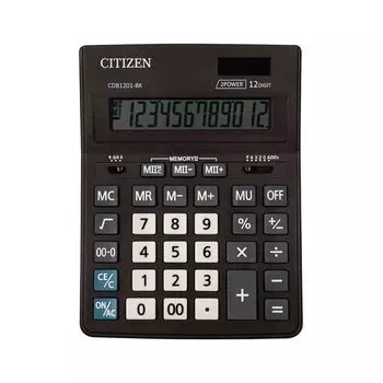 Калькулятор настольный CITIZEN BUSINESS LINE CDB1201BK (205x155мм), 12 разрядов, двойное питание