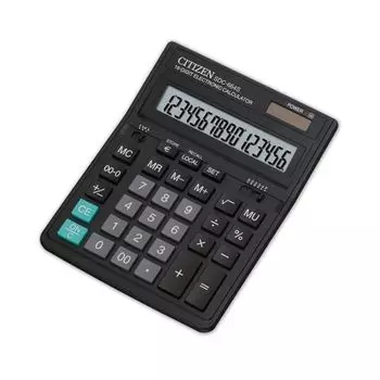 Калькулятор настольный CITIZEN SDC-664S (199x153мм), 16 разрядов, двойное питание