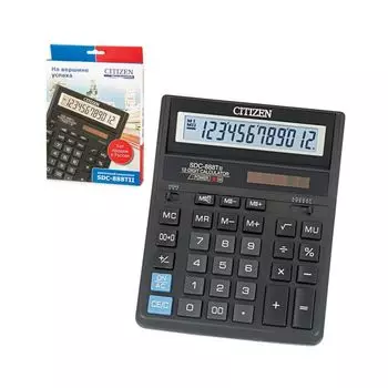 Калькулятор настольный CITIZEN SDC-888TII (203х158мм), 12 разрядов, двойное питание
