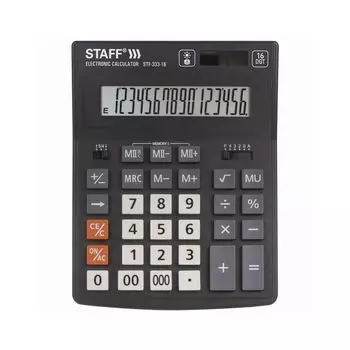 Калькулятор настольный STAFF PLUS STF-333, (200x154мм), 16 разрядов, двойное питание, 250417