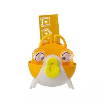 Канцелярский детский набор ЮНЛАНДИЯ "РЫБКА", 4 предмета: подставка, линейка со скрепками, ножницы, ластик, цвет - желтый, блистер 236957