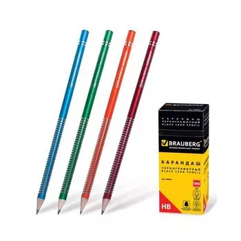 Карандаш чернографитный BRAUBERG, 1 шт., Attitude, НВ, без резинки, корпус ассорти, заточенный, 180660, (100 шт.)