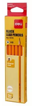Карандаш чернографитный Deli HB E7079, корпус желтый (10 шт. в уп-ке)