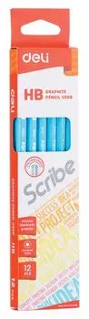 Карандаш чернографитный Deli Scribe HB EU50800, корпус ассорти (6 шт. в уп-ке)