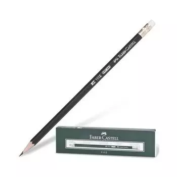 Карандаш чернографитный FABER-CASTELL, 1 шт., 1112, НВ, с резинкой, корпус черный, заточенный, FC111200, (24 шт.)