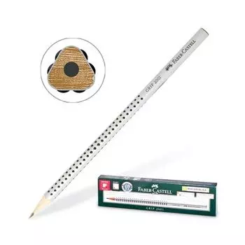 Карандаш чернографитный FABER-CASTELL, 1 шт., GRIP 2001, НВ, трехгранный, без резинки, корпус серый, заточенный, FC117000, (12 шт.)