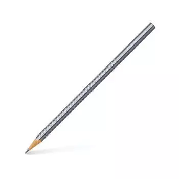 Карандаш чернографитный FABER-CASTELL, 1 шт., Sparkle, B, трехгранный, корпус серебристый (12 шт.)