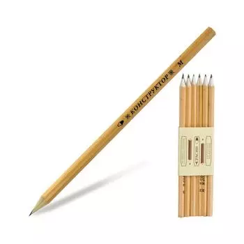 Карандаш чернографитный КРАСИН, 1 шт., Конструктор, B, без резинки, 177 мм, заточенный, С-189,С-13,-316, (48 шт.)