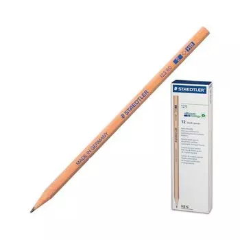 Карандаш чернографитный STAEDTLER (Германия), 1 шт., НВ, без резинки, некрашеный корпус, заточенный, 123 60-2, (24 шт.)
