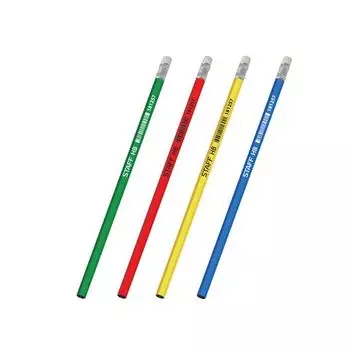 Карандаш чернографитный STAFF, 1 шт., НВ, с резинкой, пластиковый, корпус ассорти, 181257, (100 шт.)