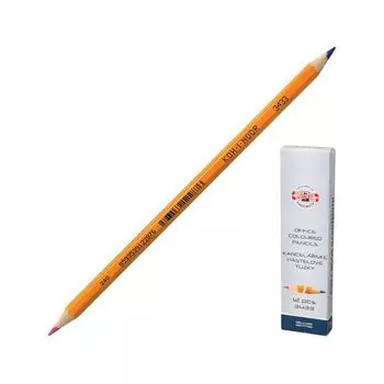 Карандаш двухцветный KOH-I-NOOR, 1 шт., красно-синий, грифель 3,2 мм, желтый корпус, 34330EG001KS, (12 шт.)
